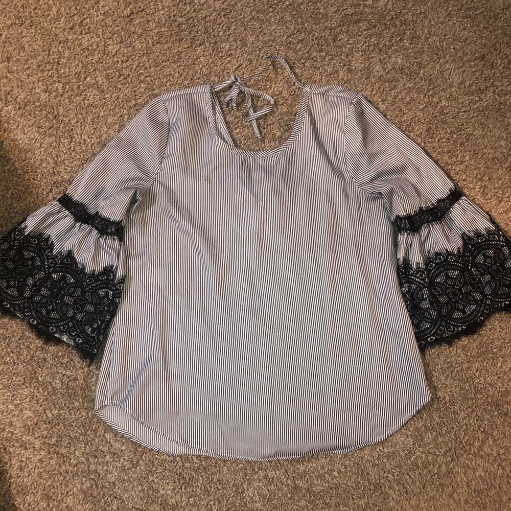 Black and white striped top